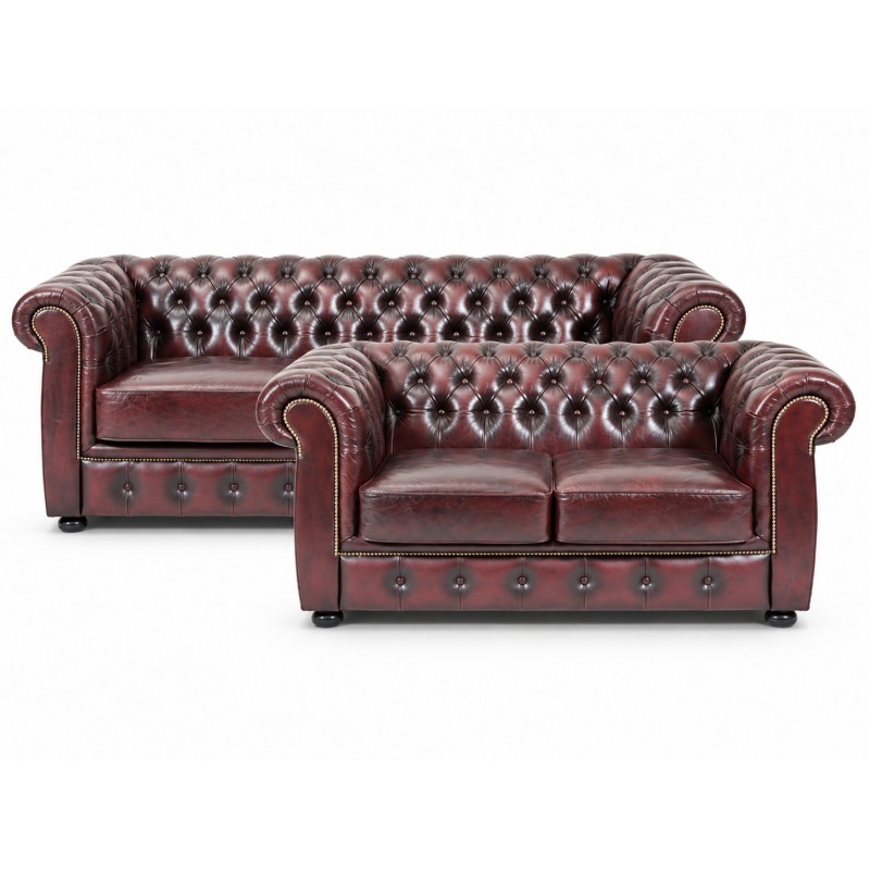 Liverpool Chesterfield 2+3 pers. sofa - Oxblod læder