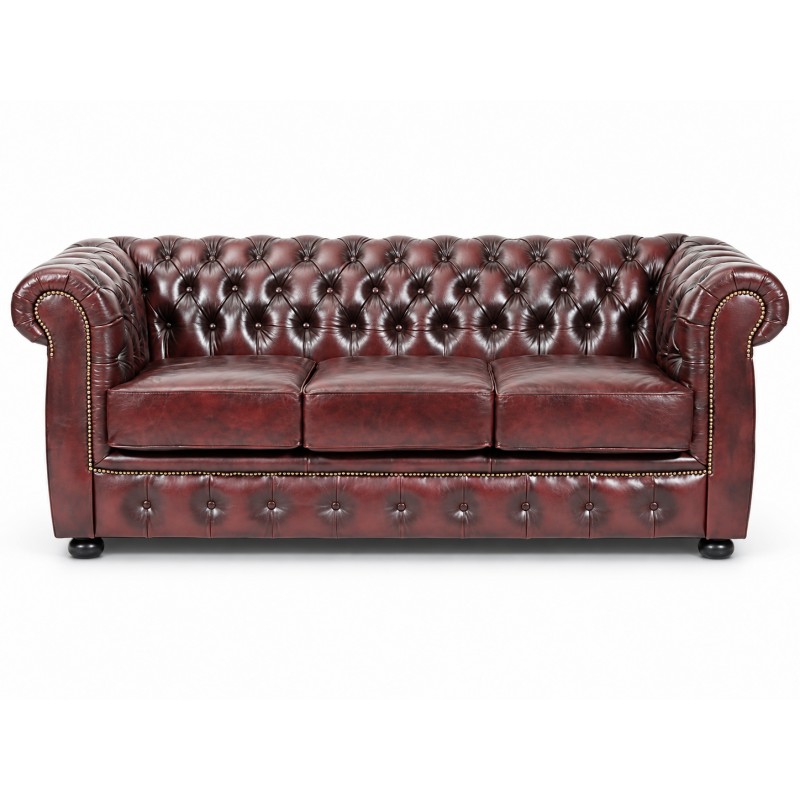Liverpool Chesterfield 3 pers. sofa - Oxblod læder