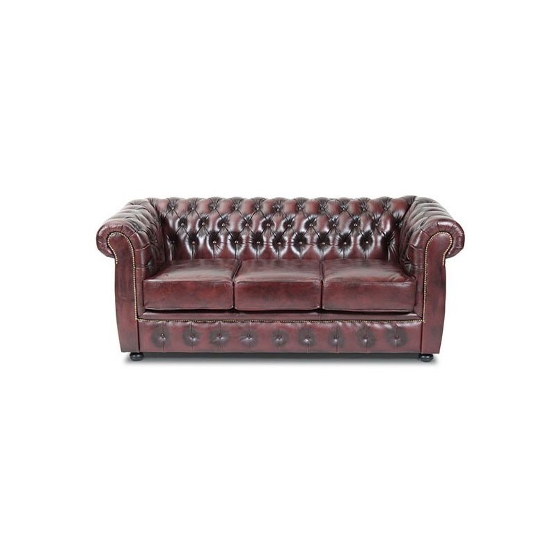 Liverpool Chesterfield 3 pers. sofa - Oxblod læder