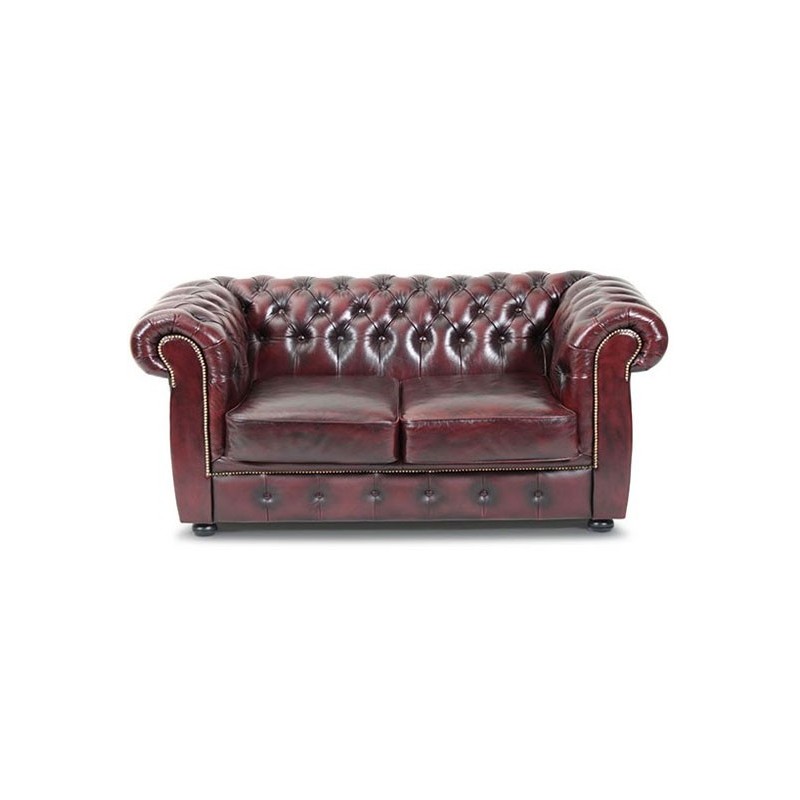 Liverpool Chesterfield 2 pers. sofa - Oxblod læder