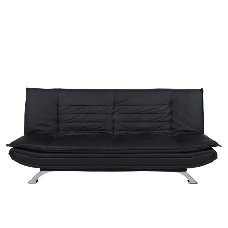 Faith sovesofa læderlook sort PU200 ben metal krom L196cm