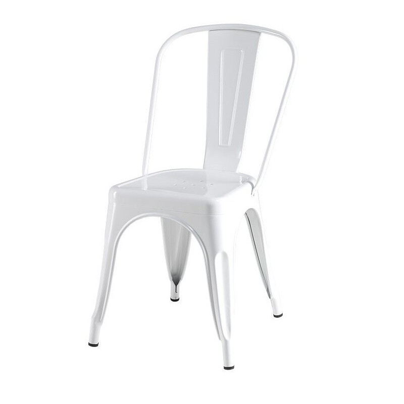 Korona spisestuestol i hvid lakeret stål