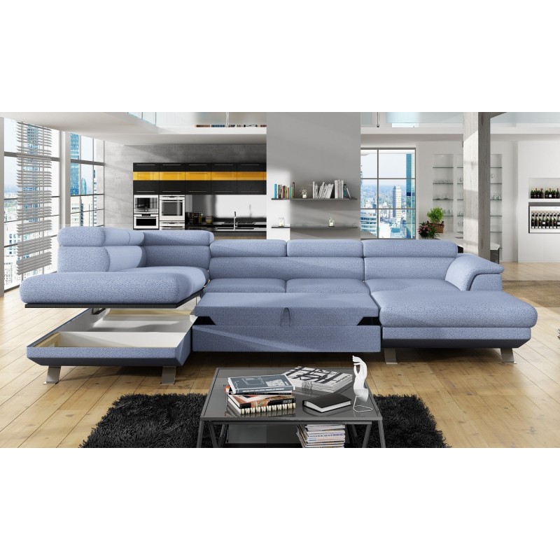Phoenix hjørnesofa med chaiselong blå Højrevendt