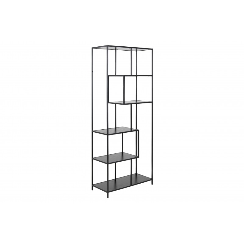 Seaford bogreol hylder 4 stk, melamin ask med sort pulverlakeret  stel