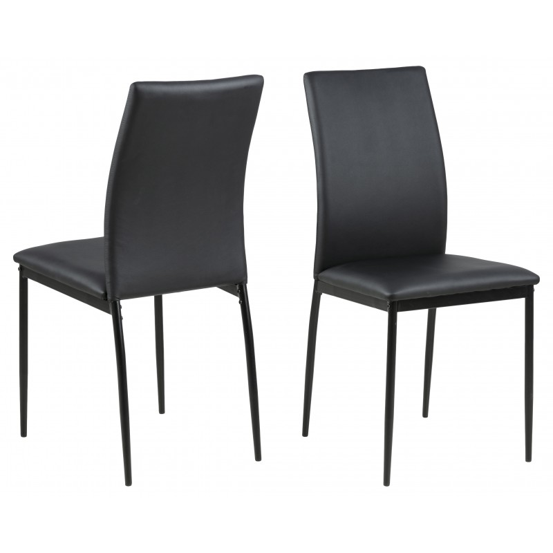 Spisebordsstol Signature Talitha - sort PU-læder spisestuestol med sort pulverlakeret stålstel, tidløst design