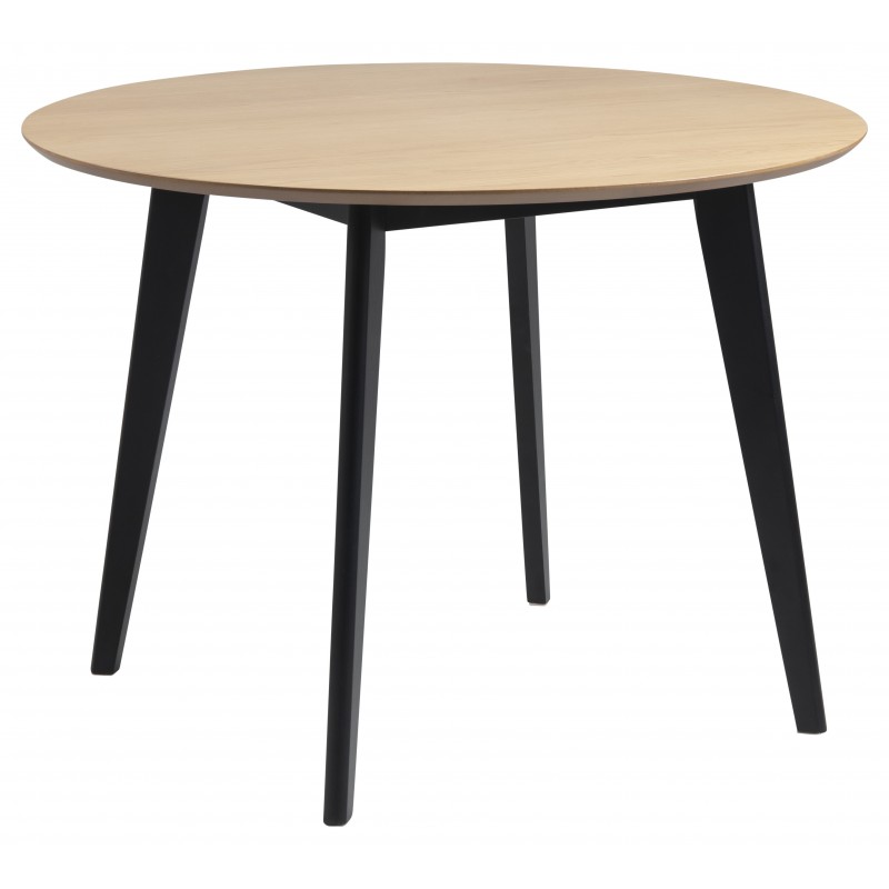 Roxby Spisebord acryl lak egefiner, Stel mat sort Ø105cm