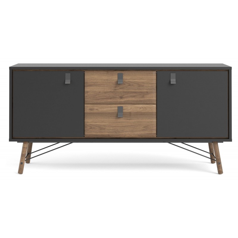 Ry Skænk 150cm - Valnødlook og Mat Sort