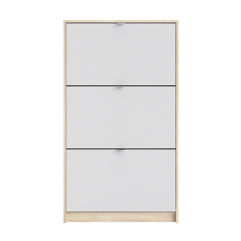 Shoes Skoskab 3 klaplåger m. 2 rum - Ege struktur/Hvid