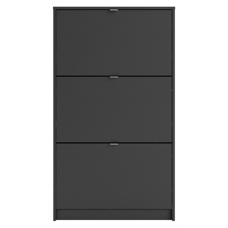 Shoes Skoskab 3 klaplåger med 2 rum - Mat Sort