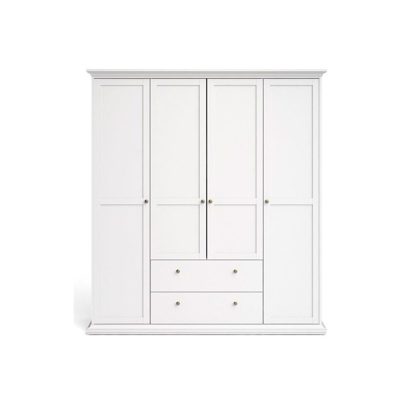 Bordeaux garderobeskab 181 cm 4 låger + 2 skuffer - Hvid billede