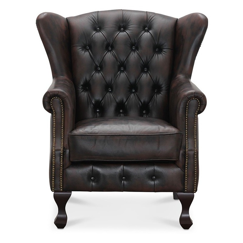 Aberdeen Liverpool chesterfieldstol brun ægte læder