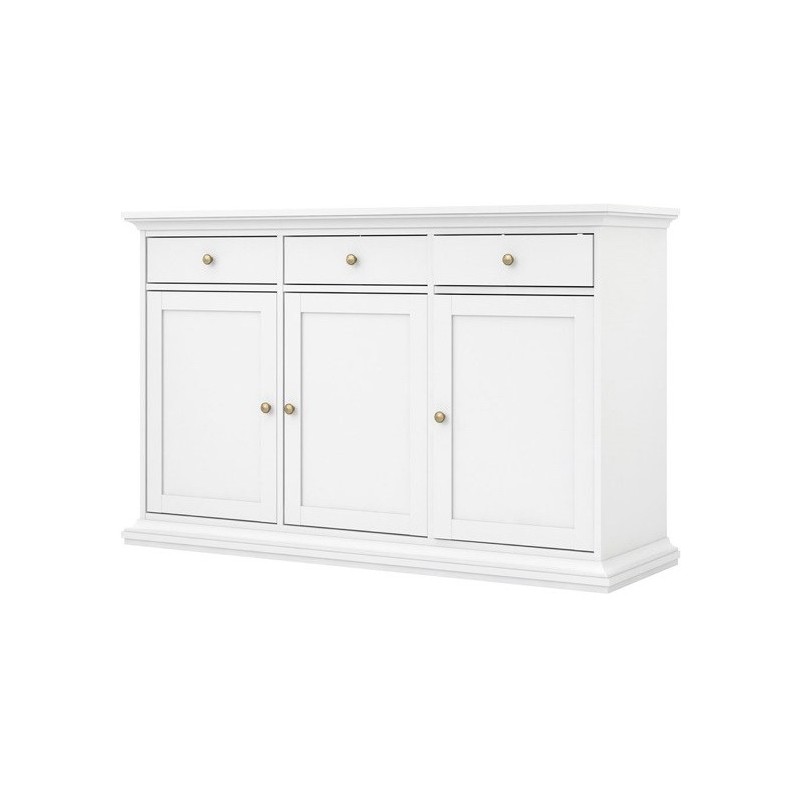 Bordeaux skænk m. 3 låger + 3 skuffer - Hvid