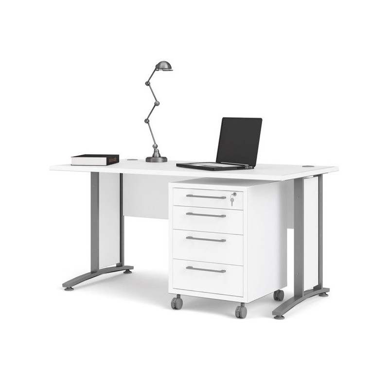 Rio skrivebord 150cm med skuffesektion Hvid