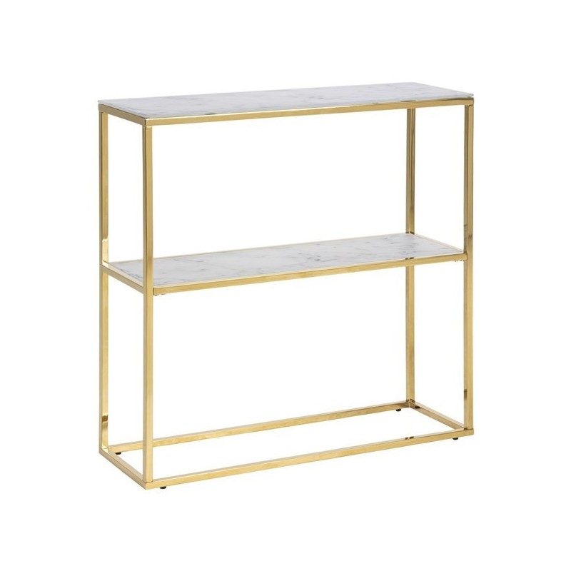 Alisma konsolbord guldfarvet hvid marmor print
