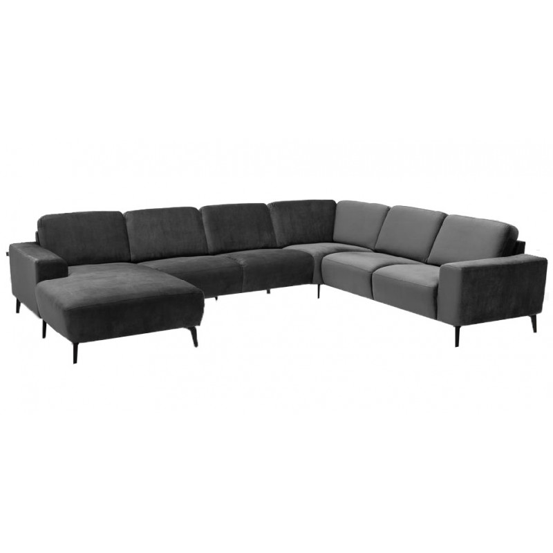 Hjort knudsen Copenhagen hjørnesofa med chaiselong grå velour venstrevendt