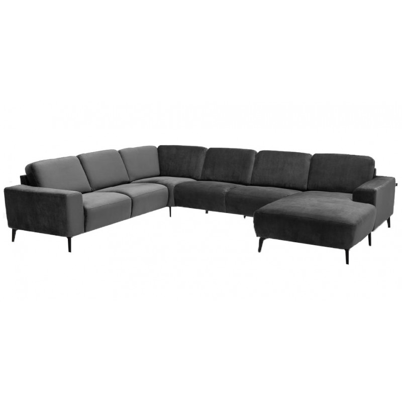 Hjort knudsen Copenhagen hjørnesofa med chaiselong grå velour Højrevendt