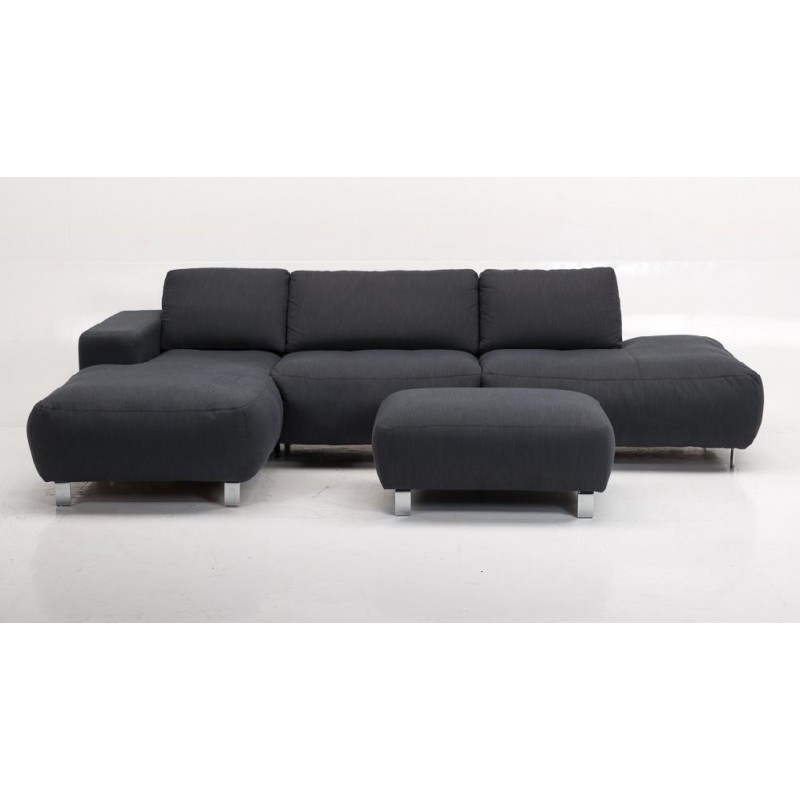 Hjort Knudsen Aarhus chaiselongsofa med open end venstrevendt sort stof