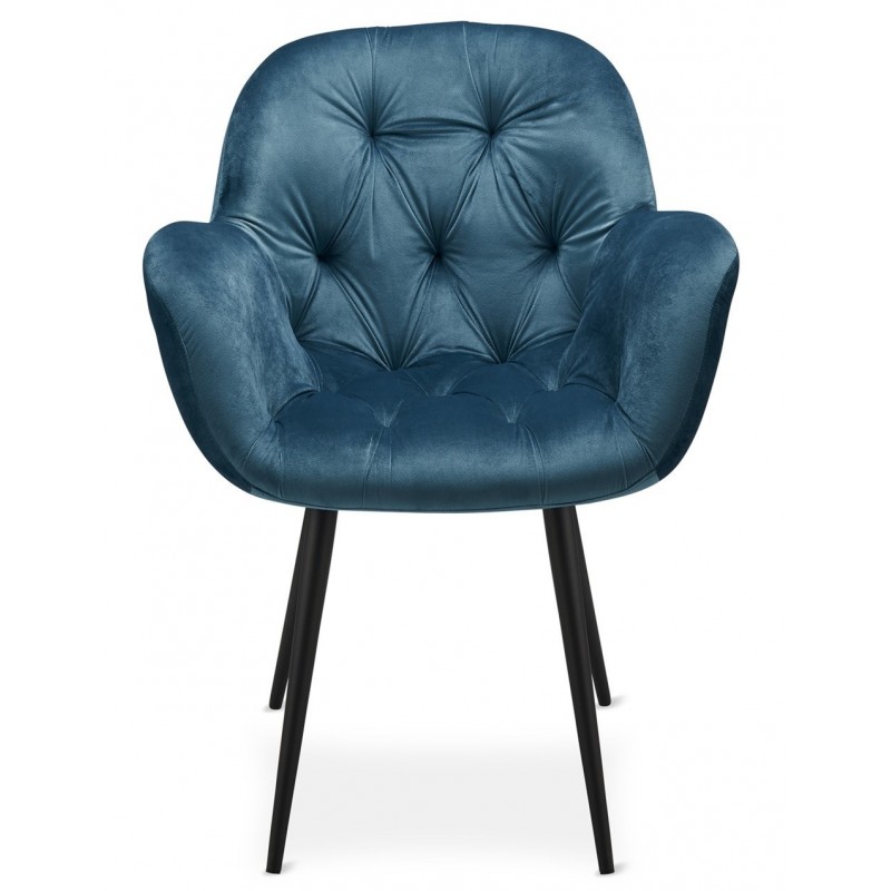 Salina spisebordsstol, m. armlæn - lyseblå velour m. sorte ben