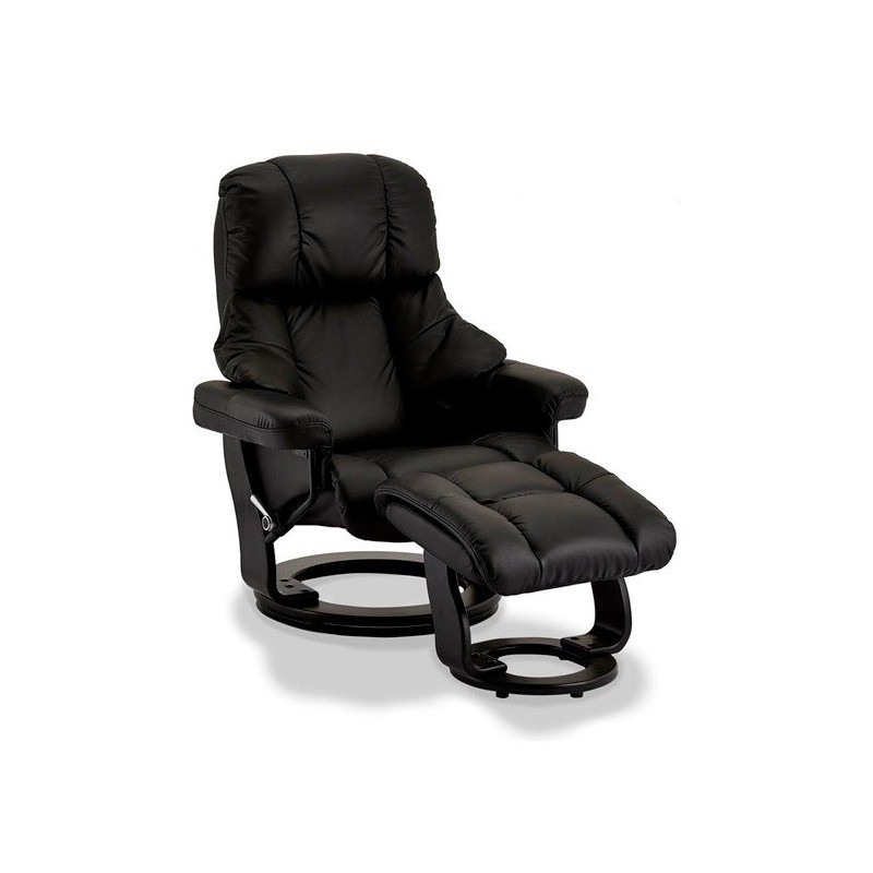 Crown Lænestol med skammel Læder - sort