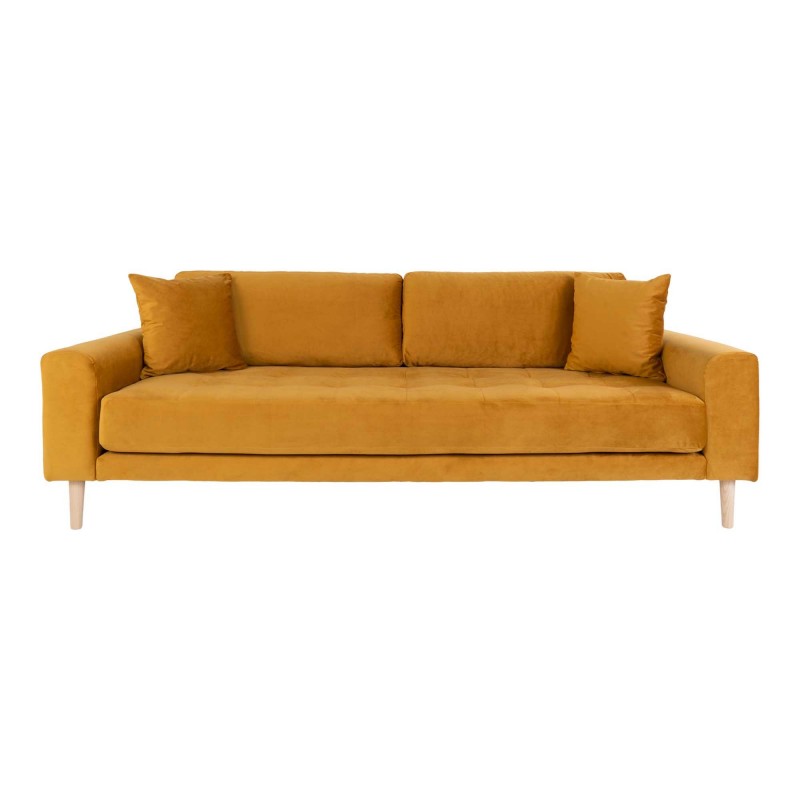 Lido 3 Personers Sofa - Sofa i sennepsgult velour