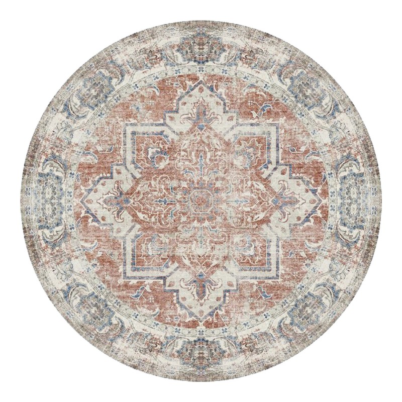 Havana Tæppe - Rundt tæppe i orange og blå Ø 200 cm