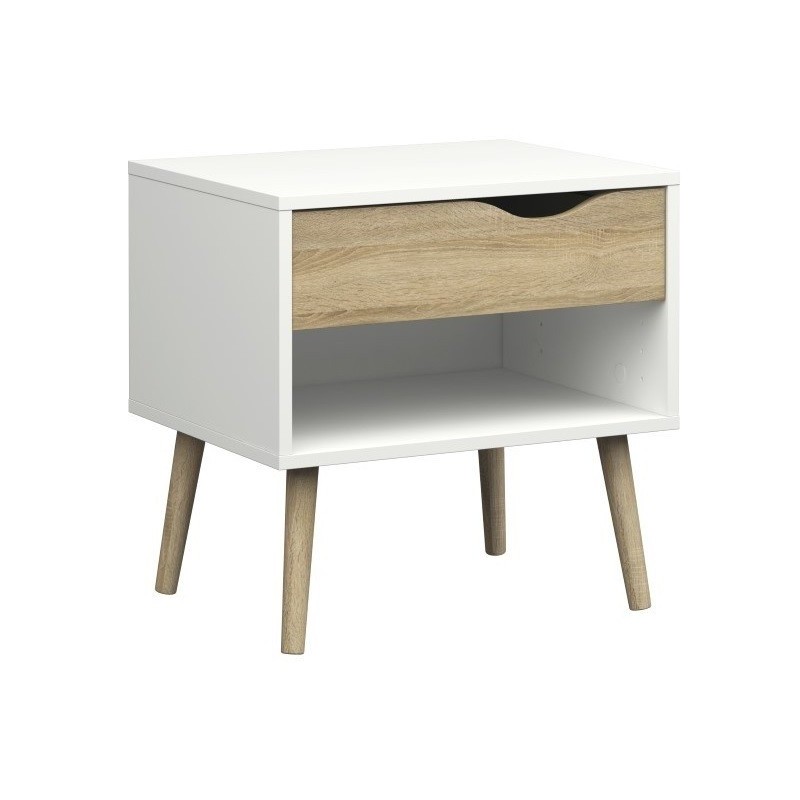 Charlie natbord - Hvid/Eg