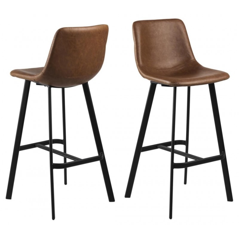 I_Oregon barstol brun  læderlook